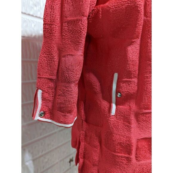 Ming Wang Women's Size S Coral Cardigan With White Trim - Picture 2 of 6